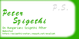 peter szigethi business card